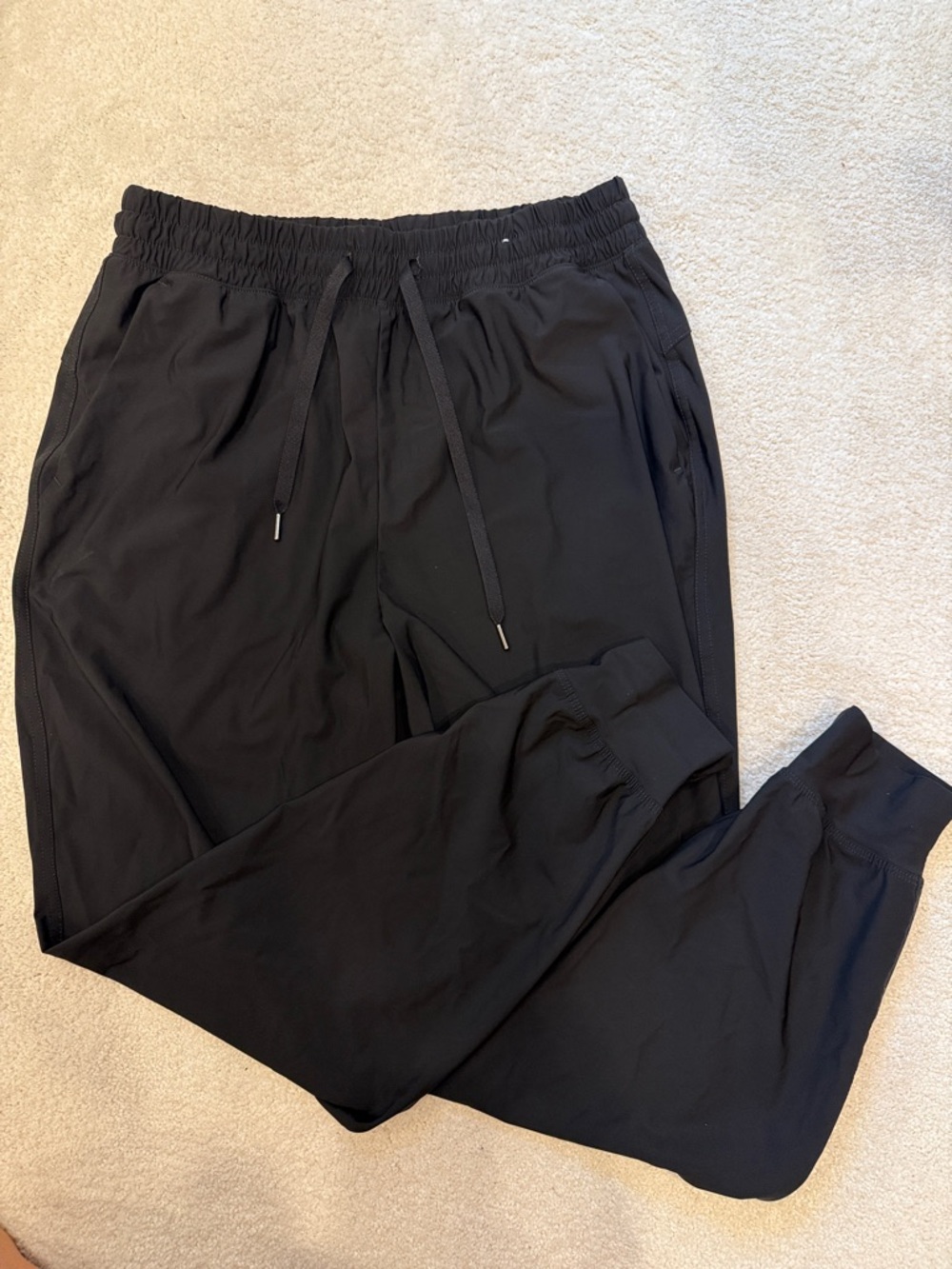 Black Women's Jogger Pants with Elastic Waist and Drawstring